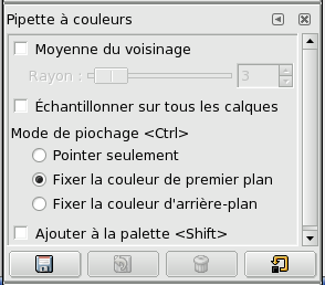 Options de l'outil Pipette
