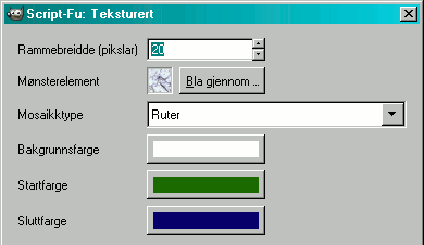 Innstillingane for filteret «Teksturert»