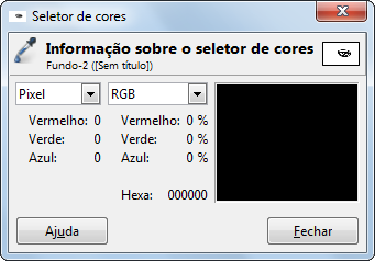 Janela de informações do seletor de cores